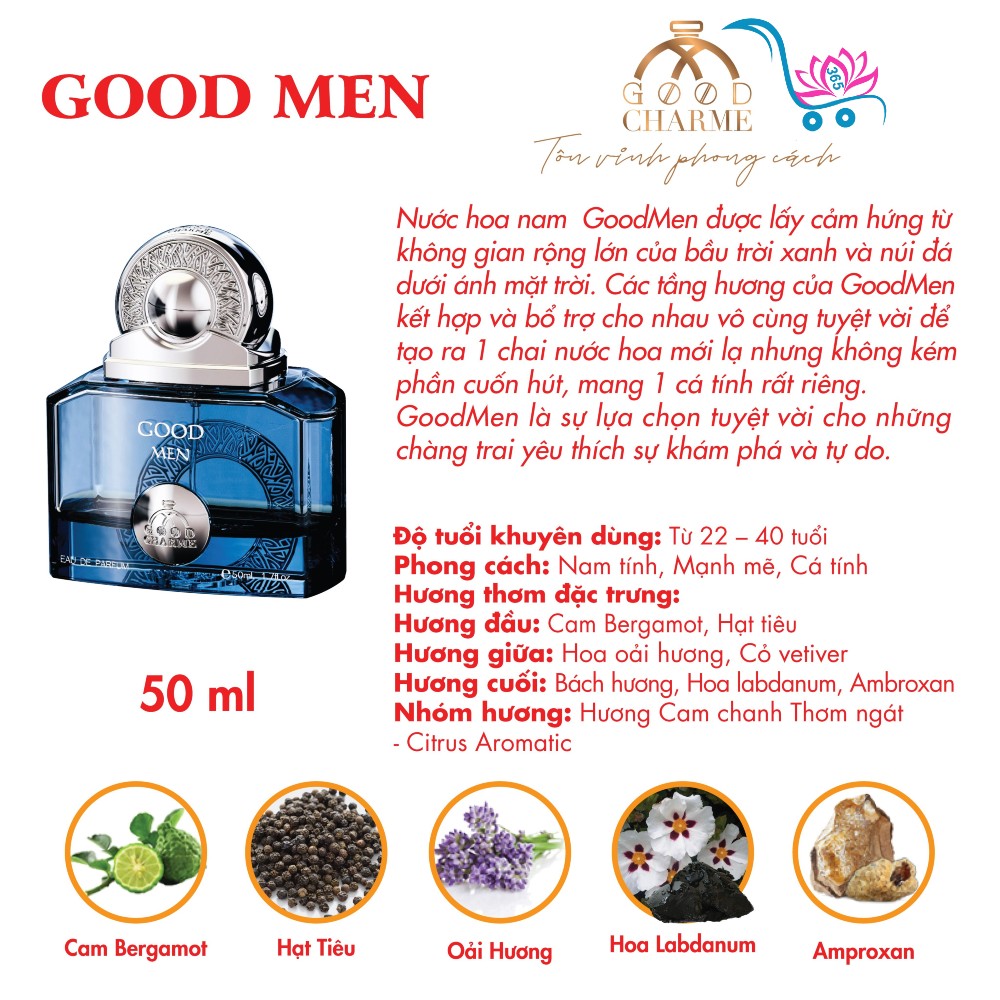 Nước Hoa Charme Good Men 50ml Màu Xanh Nam Chính Hãng