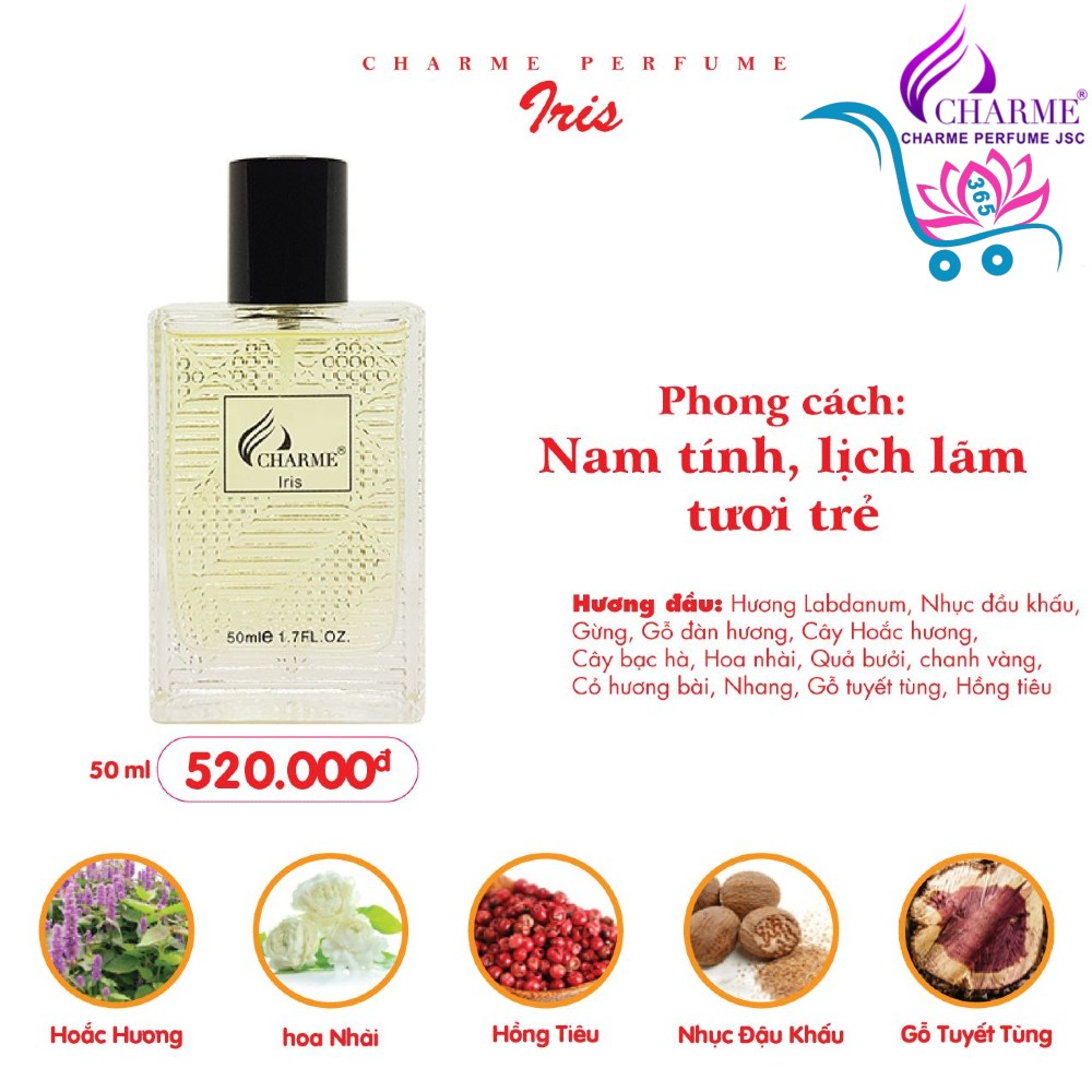 Nước Hoa Charme Iris 50ml Nam Chính Hãng✔️Tặng Quà Hot