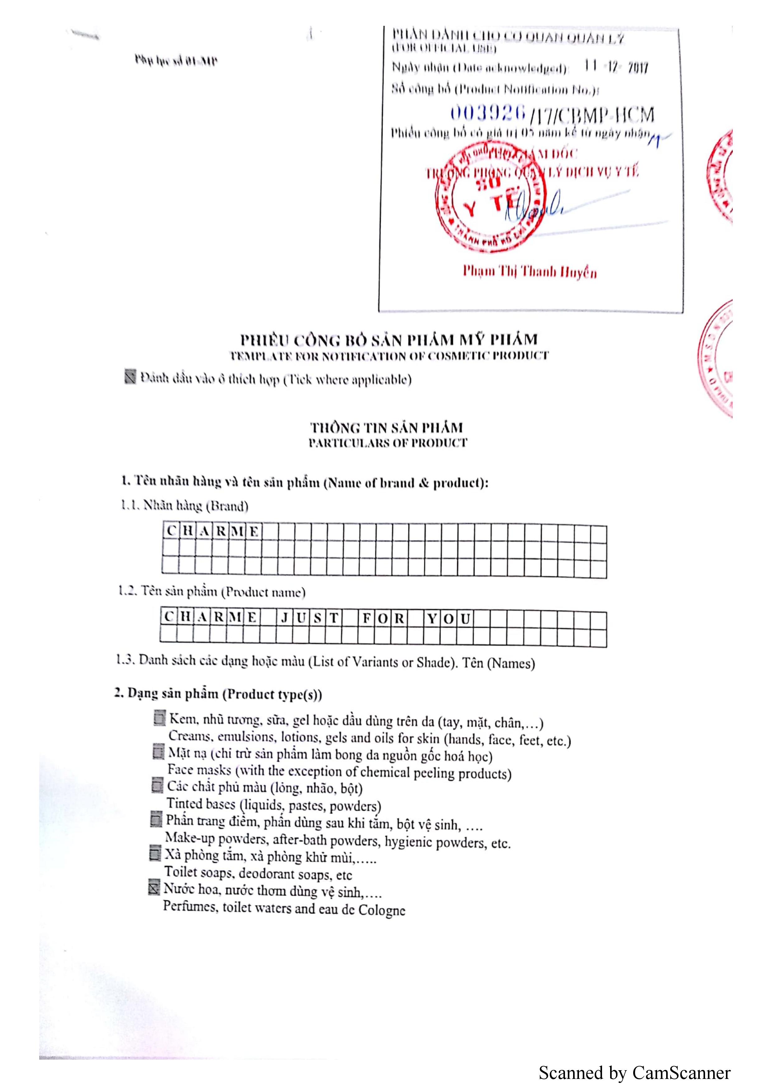 Nước Hoa Charme Just For You 30ml Nữ Chính Hãng