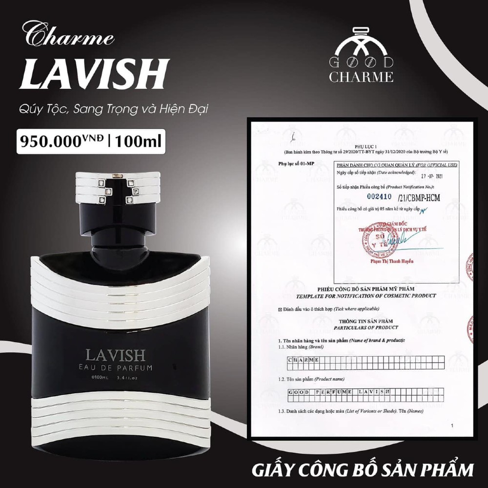 Nước Hoa Charme Lavish 100ml Nam Chính Hãng