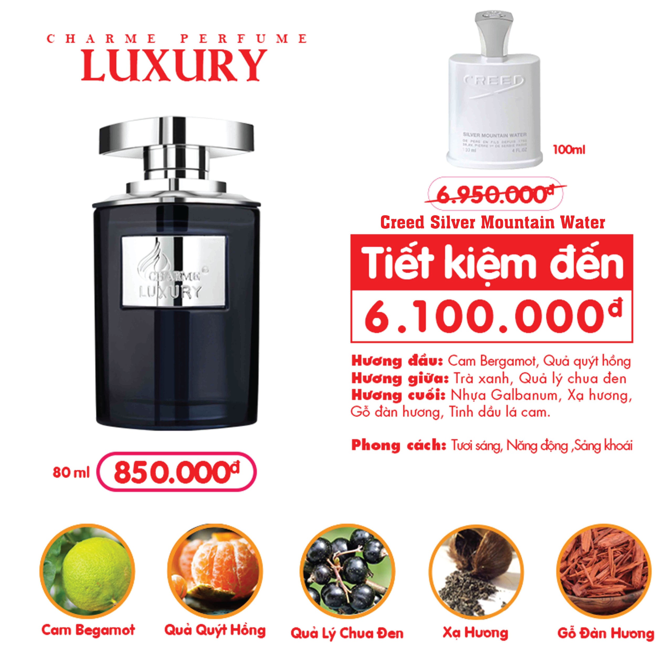 Nước Hoa Charme Luxury 80ml Nam Chính Hãng