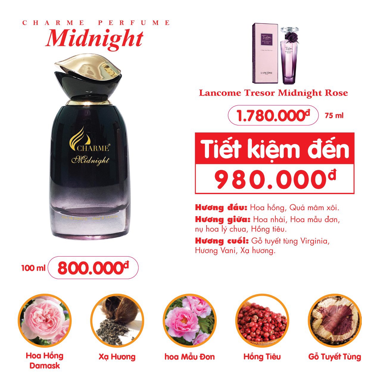 Nước Hoa Charme Midnight 100ml Nữ Chính Hãng