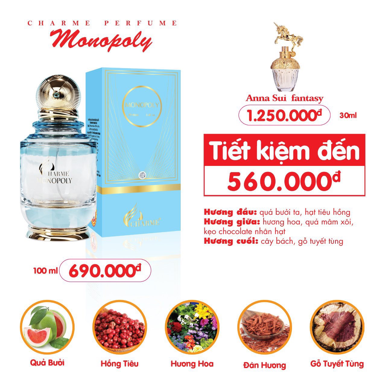 Nước Hoa Charme Monopoly 100ml Nữ Chính Hãng