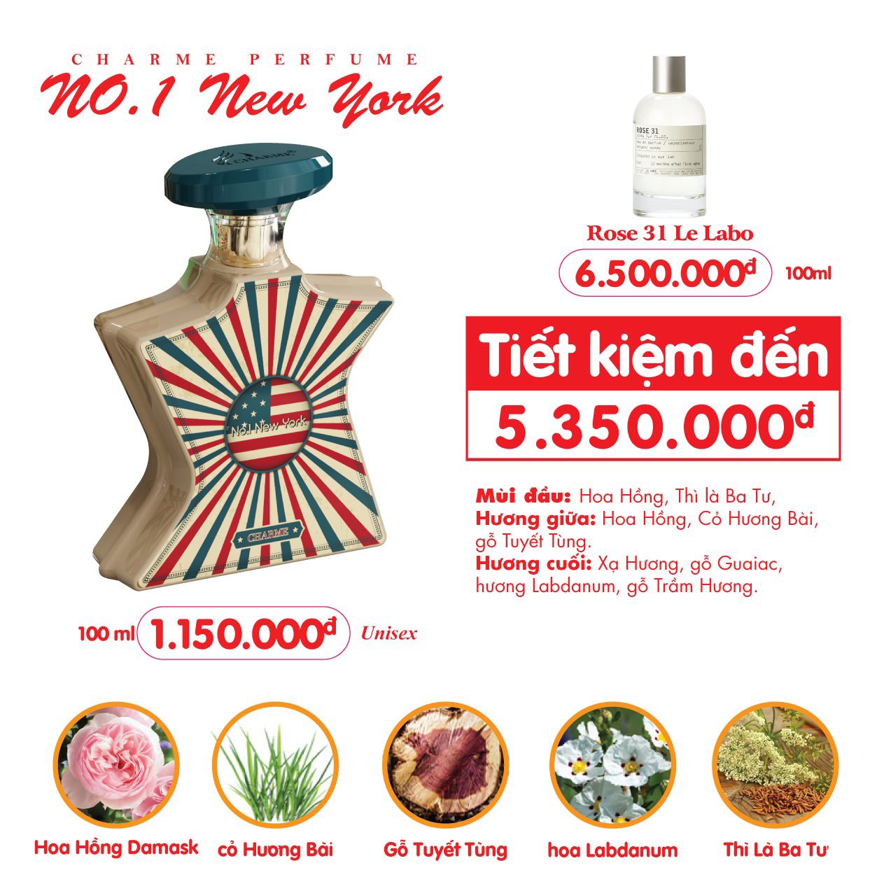 Nước Hoa Charme No.1 New York 100ml Unisex Chính Hãng