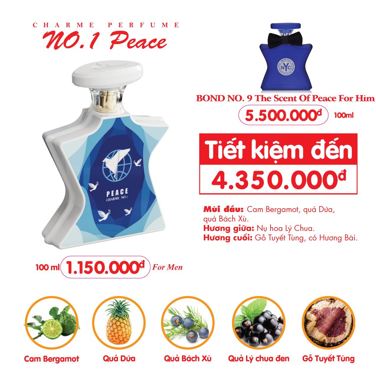 Nước Hoa Charme No.1 Peace 100ml Nam Chính Hãng