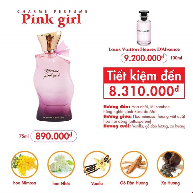 Nước Hoa Charme Pink Girl 75ml Nữ Chính Hãng