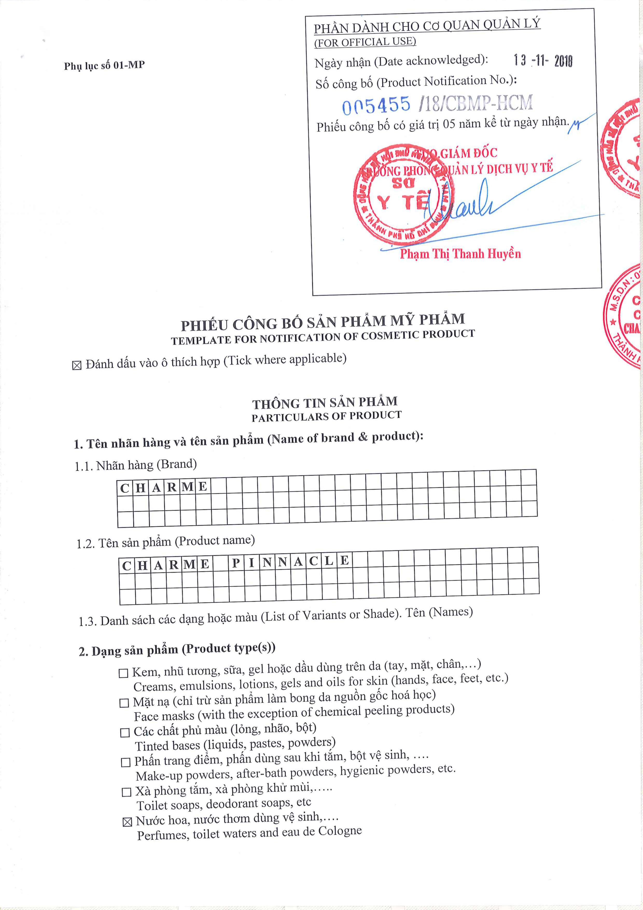 Nước Hoa Charme Pinnacle 50ml Nữ Chính Hãng