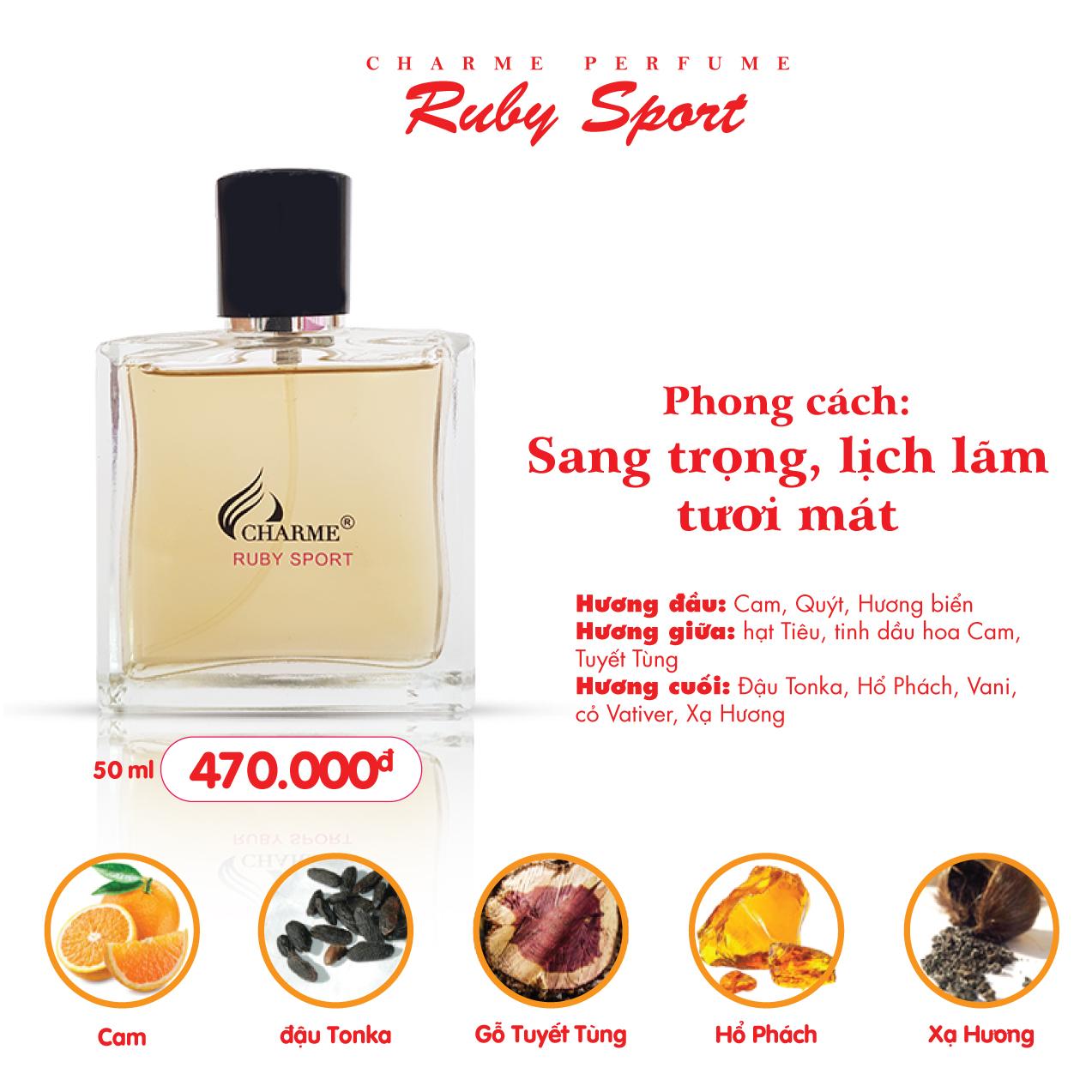 Nước Hoa Charme Ruby Sport 50ml Nam Chính Hãng