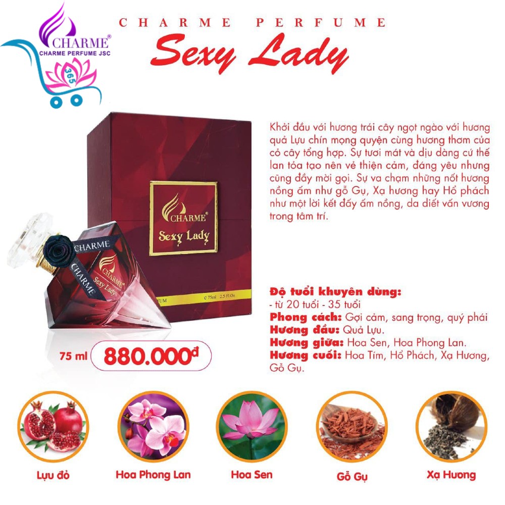 Nước Hoa Charme Sexy Lady 75ml Nữ Chính Hãng