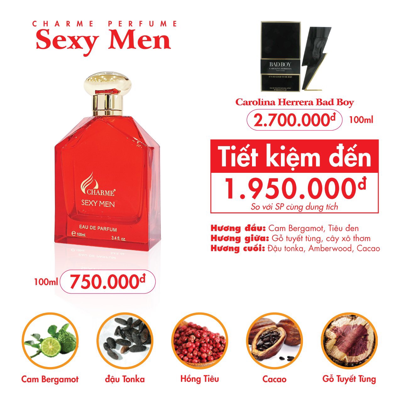 Nước Hoa Charme Sexy Men 100ml Nam Chính Hãng