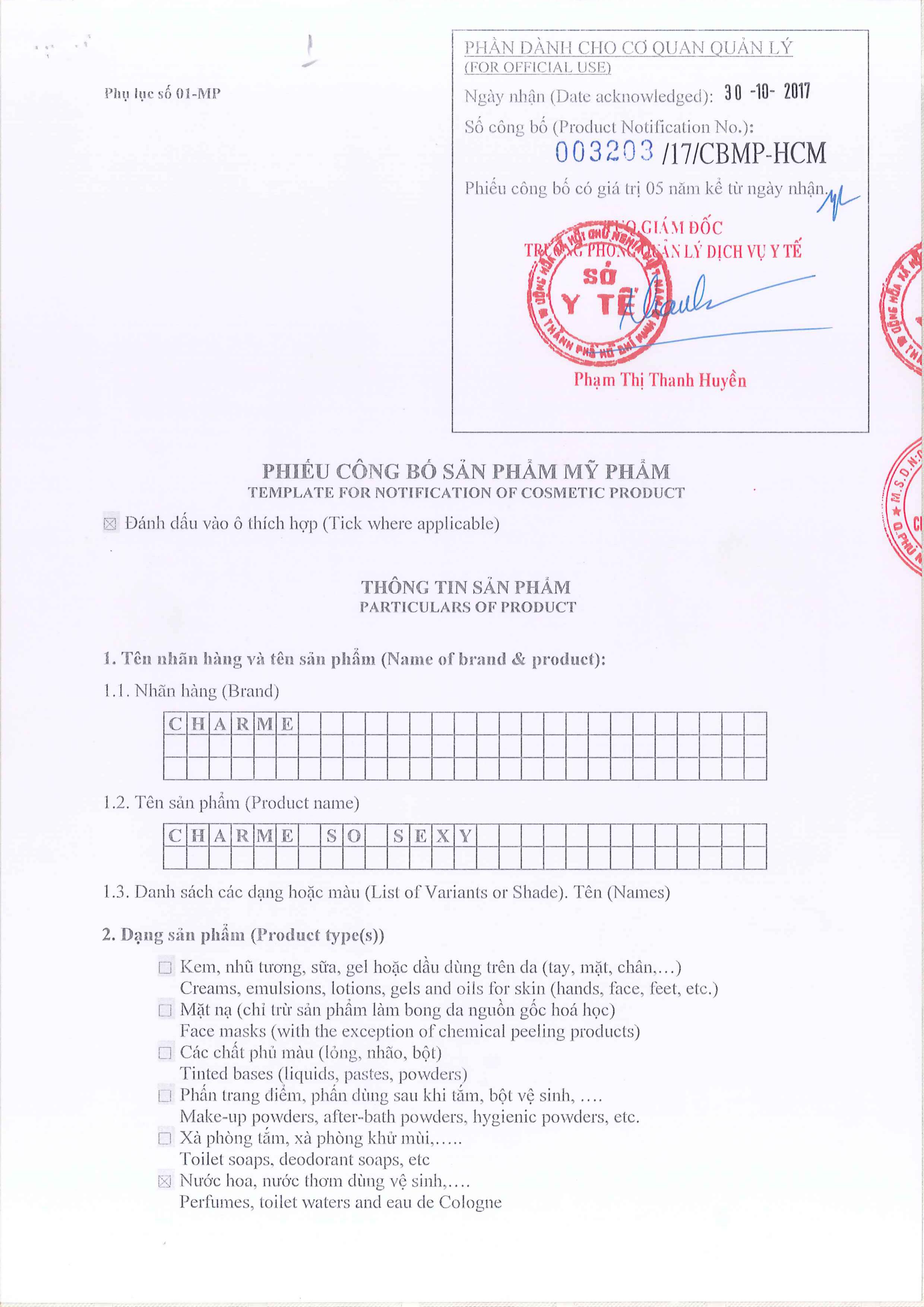 Nước Hoa Charme So Sexy 50ml Nữ Chính Hãng