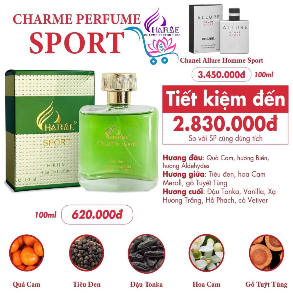 Nước Hoa Charme Sport 100ml Nam Chính Hãng