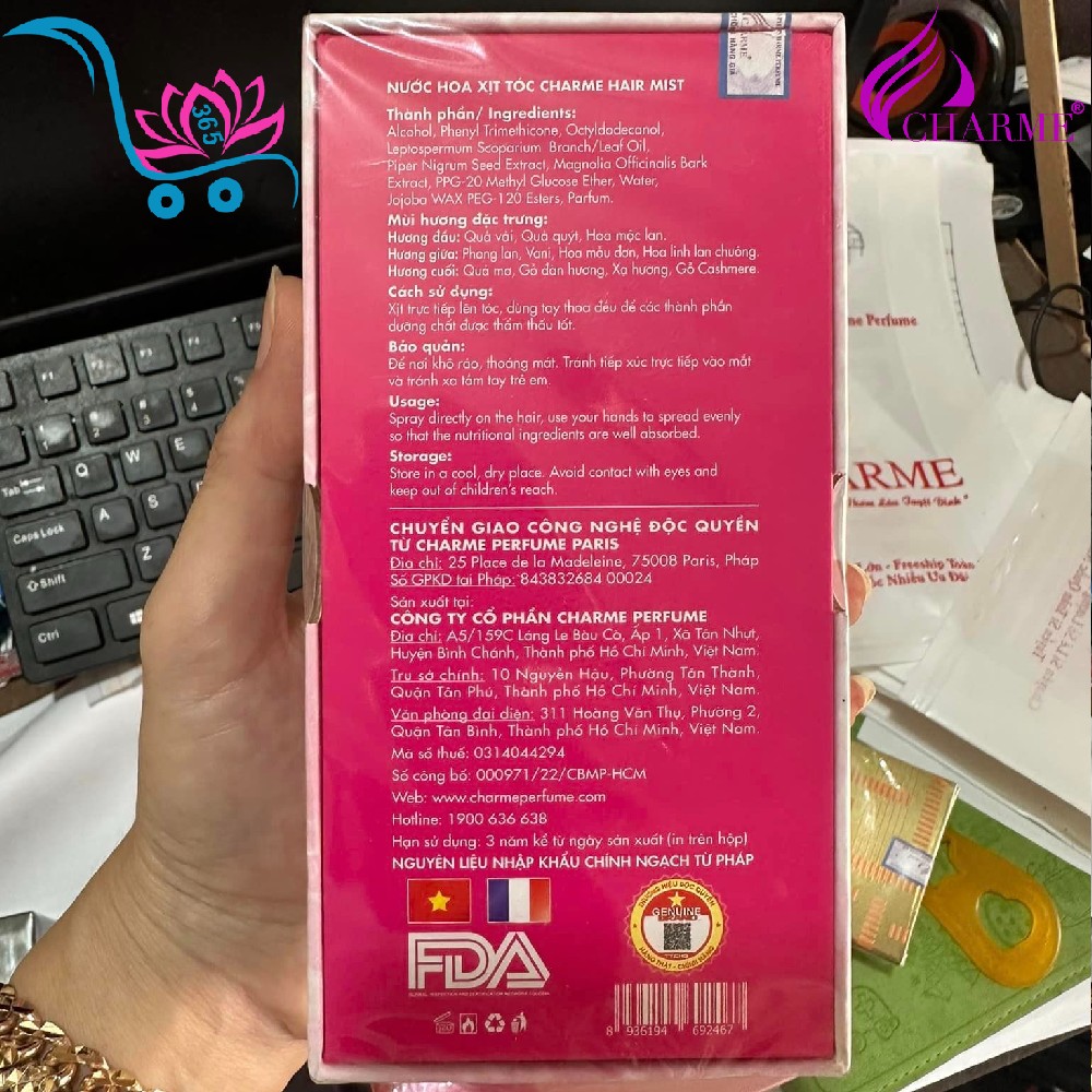 Nước Hoa Xịt Tóc Charme Hair Mist 30ml Nữ Chính Hãng
