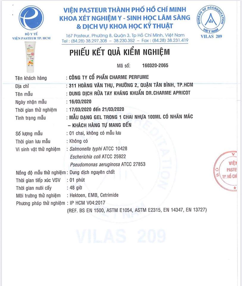 Nước Rửa Tay Kháng Khuẩn DR. CHARME Apricot