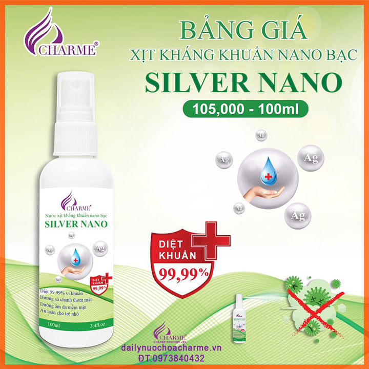 Nước Xịt Kháng Khuẩn Nano Bạc CHARME SILVER NANO 100ML