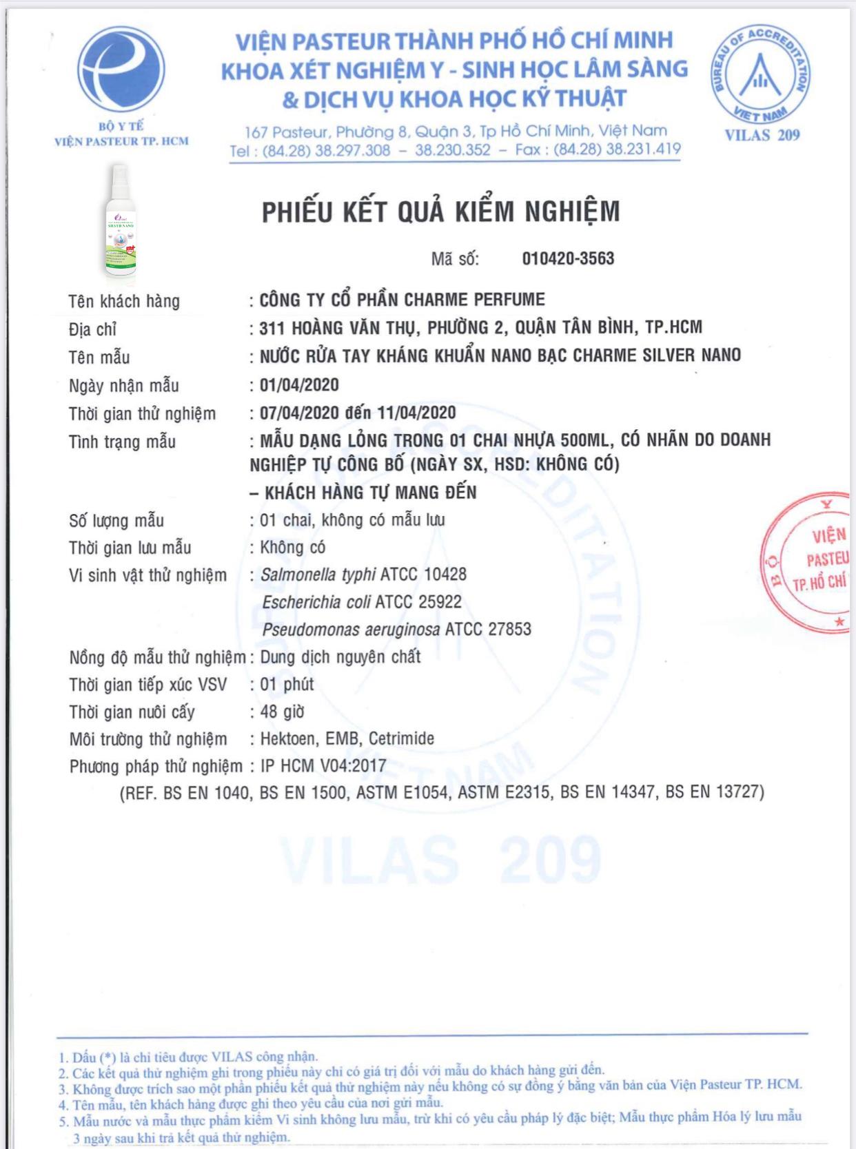 Nước Xịt Kháng Khuẩn Nano Bạc CHARME SILVER NANO