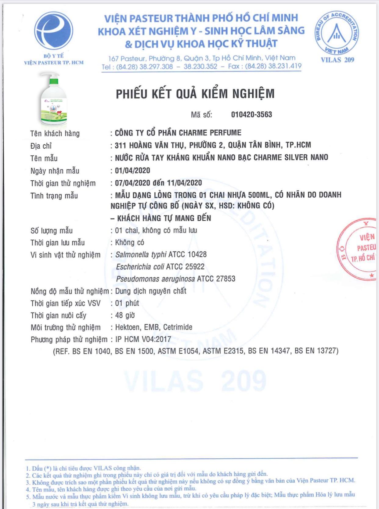 Nước Xịt Kháng Khuẩn Nano Bạc CHARME SILVER NANO