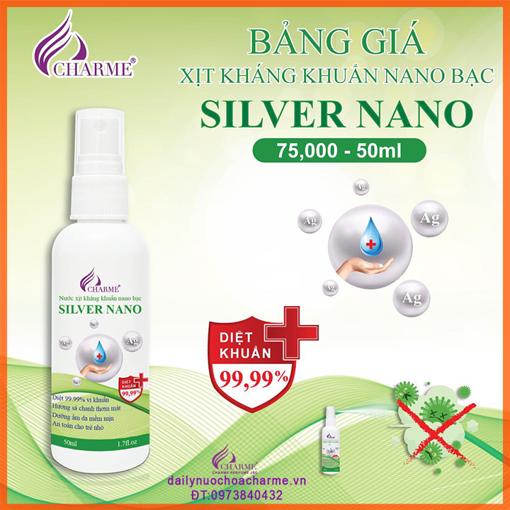 Nước Xịt Kháng Khuẩn Nano Bạc CHARME SILVER NANO 50ML