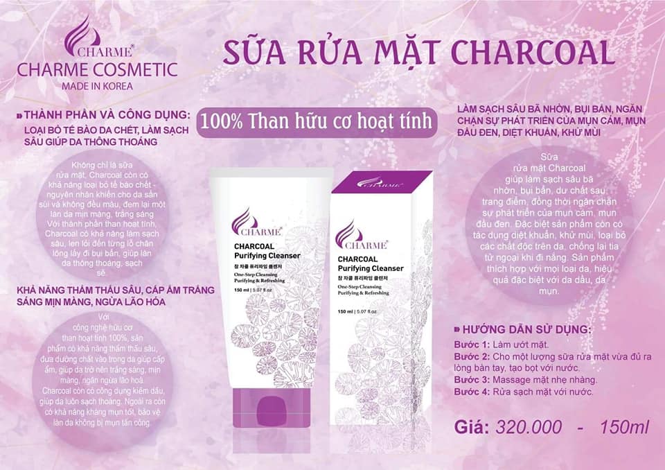 Sữa Rửa Mặt Charme Charcoal Than Hoạt Tính