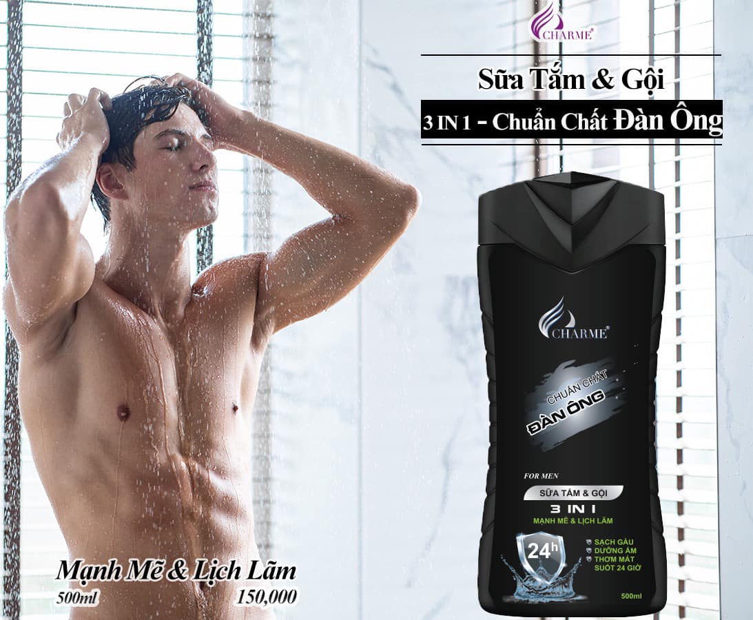 Sữa Tắm Gội Charme Cho Nam 500ml Chính Hãng