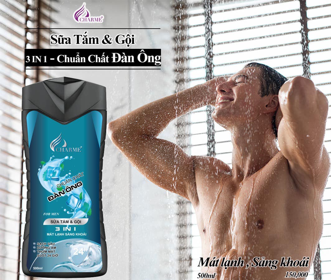 Sữa Tắm Gội Charme Cho Nam 500ml Chính Hãng