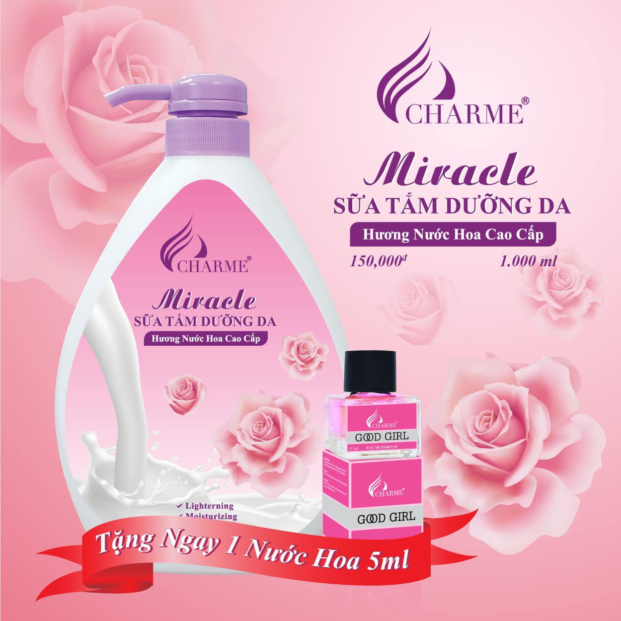 Sữa Tắm Nước Hoa Charme Miracle 1000ml Cho Nữ Chính Hãng
