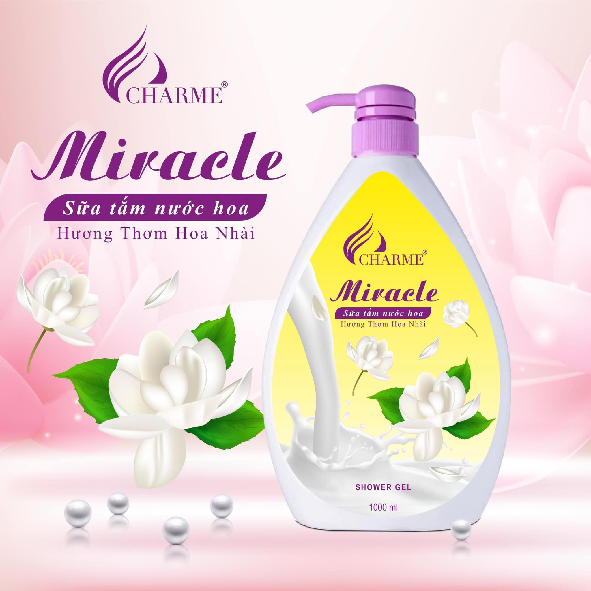 Sữa Tắm Nước Hoa Charme Miracle 1000ml Cho Nữ Hương Hoa Nhài