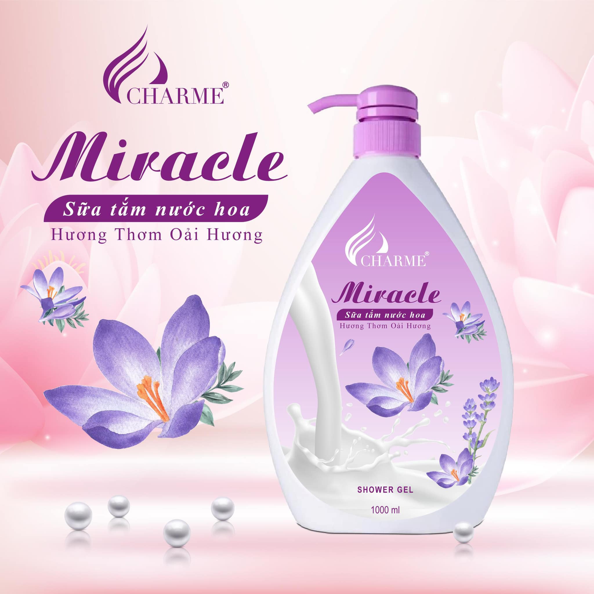 Sữa Tắm Nước Hoa Charme Miracle 1000ml Cho Nữ Hương Lavender