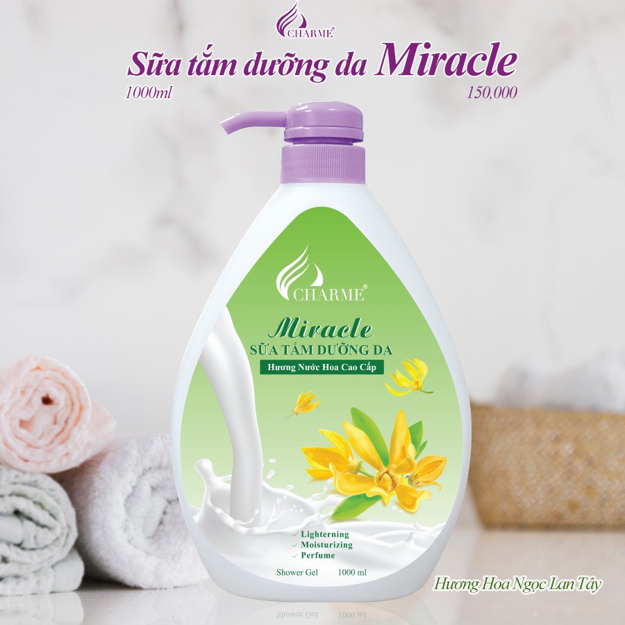 Sữa Tắm Nước Hoa Charme Miracle 1000ml Cho Nữ Hương Ngọc Lan Tây