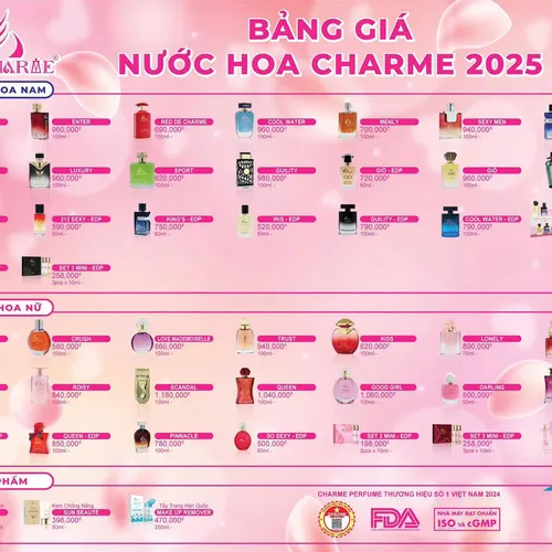 Bảng Giá Nước Hoa Charme 2025 Mới Nhất