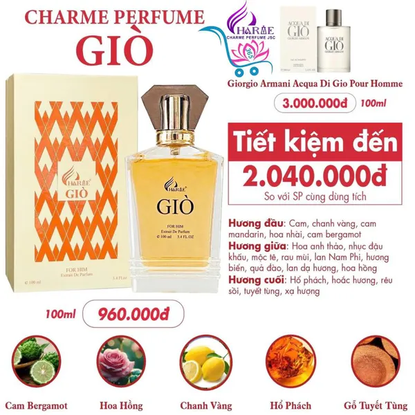 Nước Hoa Charme Giò 100ml Nam Mới Chính Hãng [Phiên bản 2024]