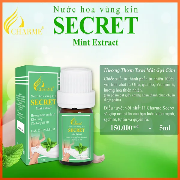 Nước Hoa Vùng Kín Charme Secret Mint Extract Hương Bạc Hà 5ml