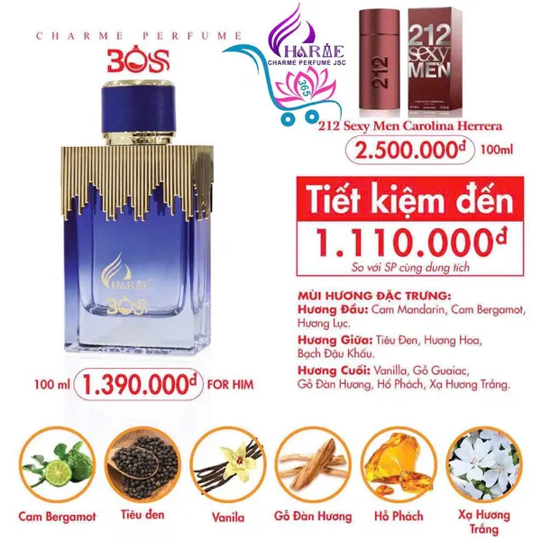 Nước Hoa Charme Boss 100ml Nam Mới Chính Hãng [Phiên bản 2024]