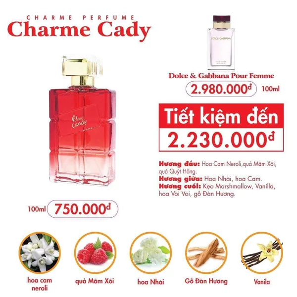 Nước Hoa Charme Candy 100ml Nữ Chính Hãng