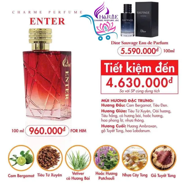 Nước Hoa Charme Enter 100ml Nam Mới Chính Hãng [Phiên bản 2024]