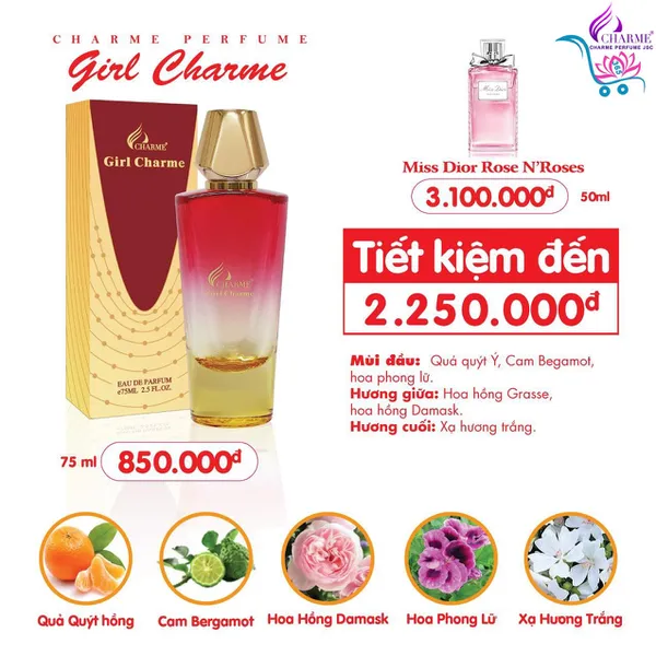 Nước Hoa Charme Girl Charme 75ml Nữ Chính Hãng