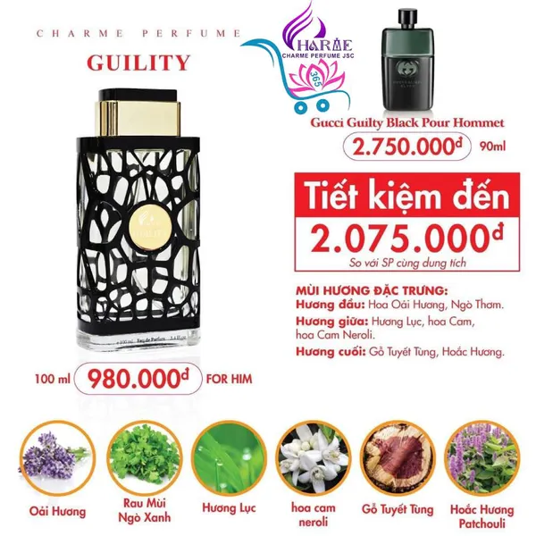 Nước Hoa Charme Guility 100ml Nam Mới Chính Hãng [Phiên bản 2024]