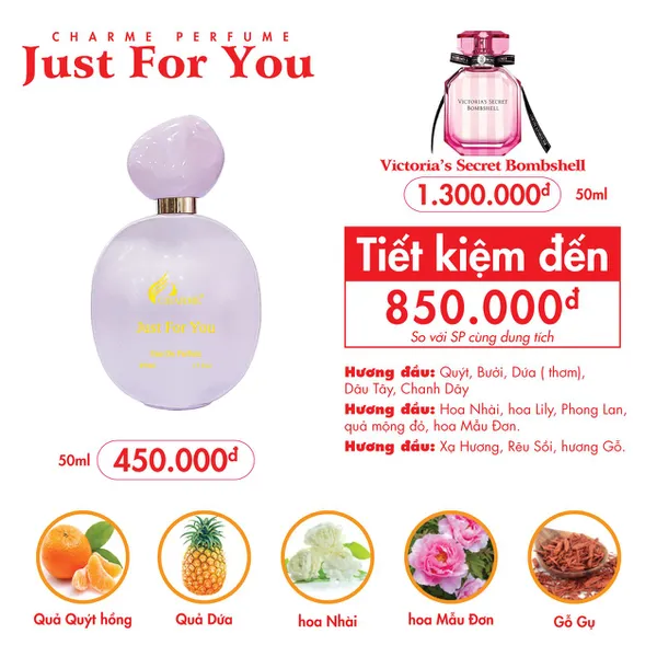 Nước Hoa Charme Just For You 50ml Nữ Chính Hãng