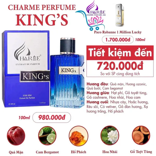 Nước Hoa Charme King’s 100ml Nam Mới Chính Hãng