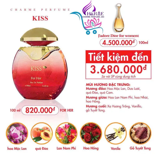 Nước Hoa Charme Kiss 100ml Nữ Chính Hãng