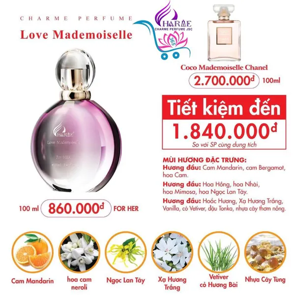 Nước Hoa Charme Love Mademoiselle 100ml Nữ Chính Hãng