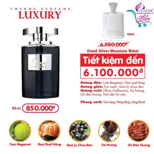 Nước Hoa Charme Luxury 80ml Nam Chính Hãng