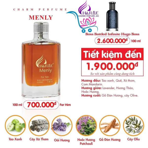 Nước Hoa Charme Menly 100ml Nam Chính Hãng