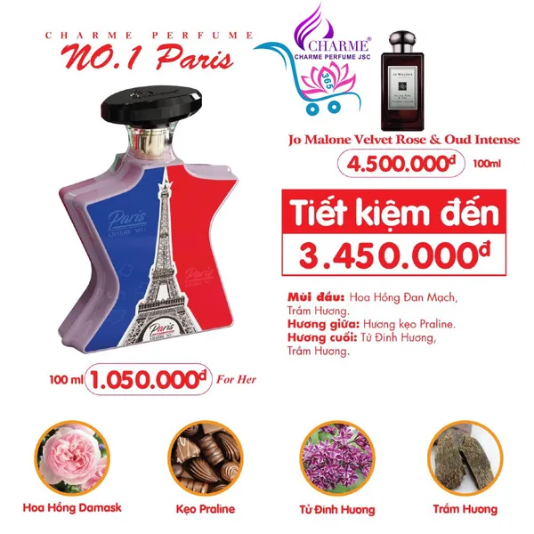 Nước Hoa Charme No.1 Paris 100ml Nữ Chính Hãng