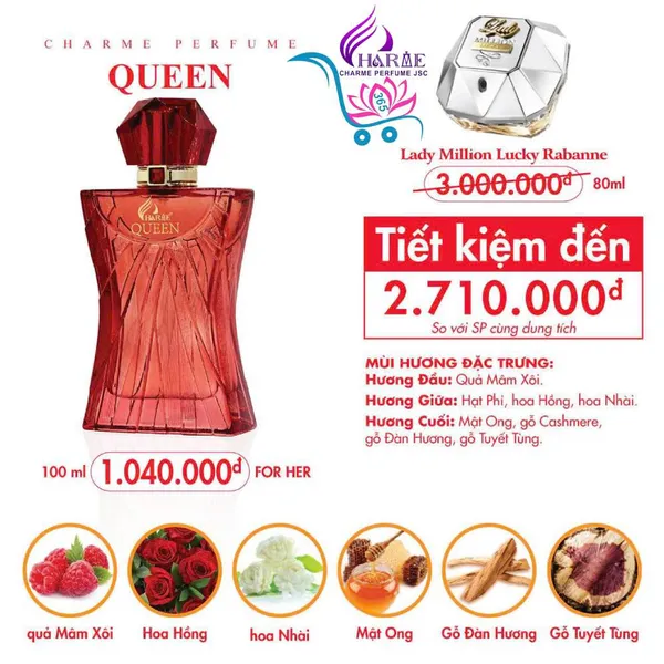 Nước Hoa Charme Queen 100ml Mới Nữ Chính Hãng [Phiên bản 2024]