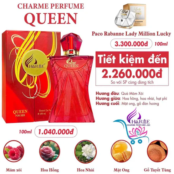 Nước Hoa Charme Queen 100ml Mới Nữ Chính Hãng [Phiên bản 2024]