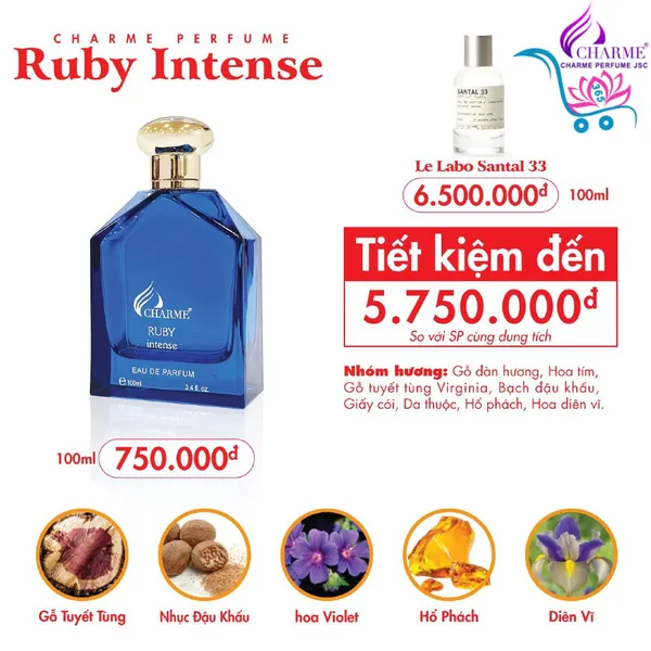 Nước Hoa Charme Ruby Intense 100ml Nam Chính Hãng