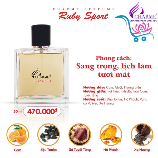 Nước Hoa Charme Ruby Sport 50ml Nam Chính Hãng