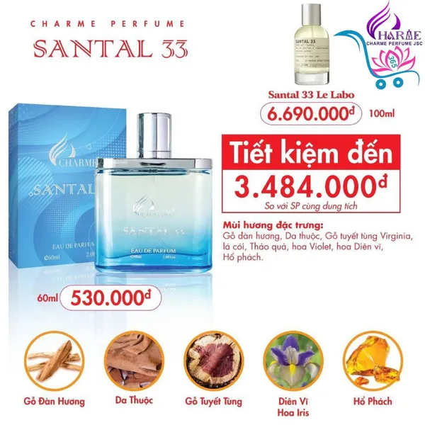Nước Hoa Charme Santal 33 60ml Nam Chính Hãng