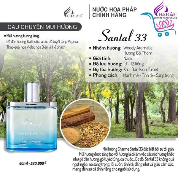 Nước Hoa Charme Santal 33 60ml Nam Chính Hãng